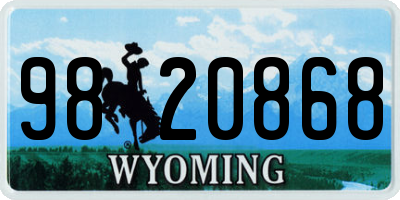 WY license plate 9820868