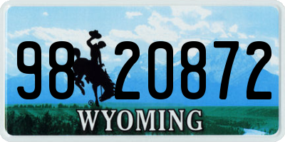 WY license plate 9820872