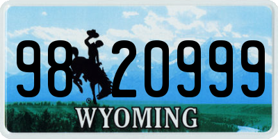 WY license plate 9820999