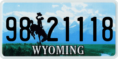WY license plate 9821118