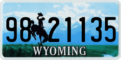 WY license plate 9821135