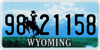 WY license plate 9821158