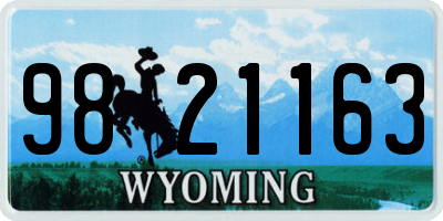 WY license plate 9821163