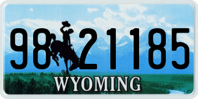 WY license plate 9821185