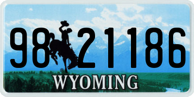 WY license plate 9821186