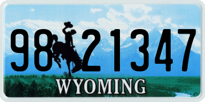WY license plate 9821347