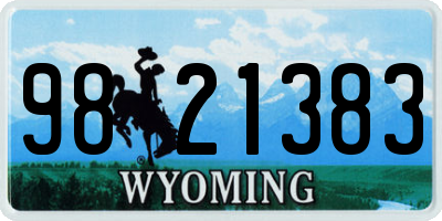WY license plate 9821383