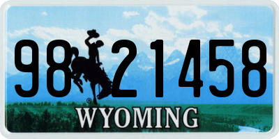 WY license plate 9821458