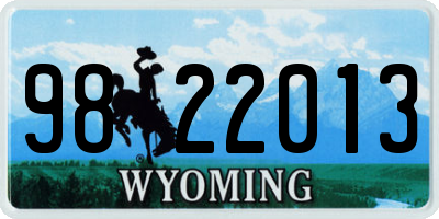 WY license plate 9822013
