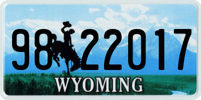 WY license plate 9822017