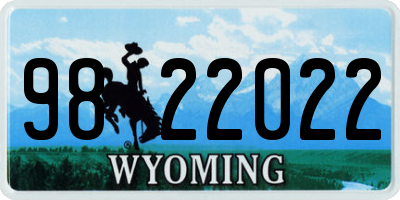 WY license plate 9822022