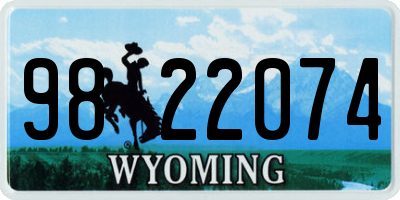 WY license plate 9822074