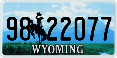 WY license plate 9822077