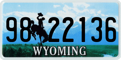 WY license plate 9822136