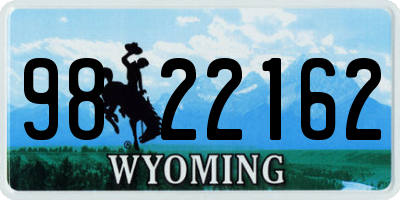 WY license plate 9822162