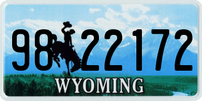 WY license plate 9822172
