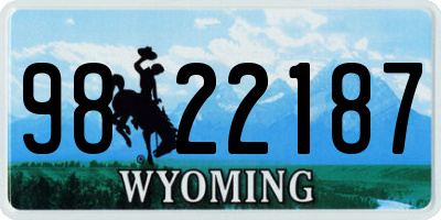 WY license plate 9822187