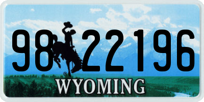 WY license plate 9822196
