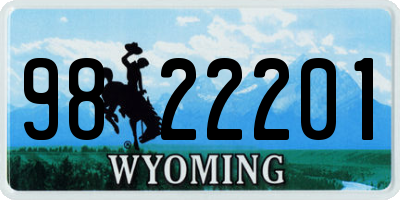 WY license plate 9822201