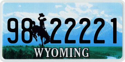 WY license plate 9822221