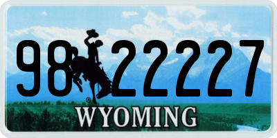 WY license plate 9822227