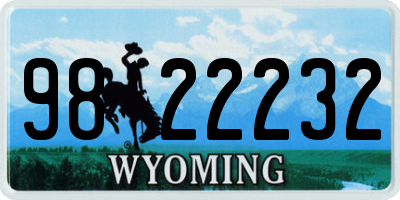 WY license plate 9822232