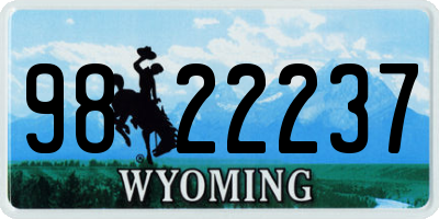 WY license plate 9822237