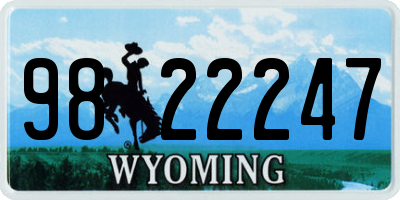 WY license plate 9822247
