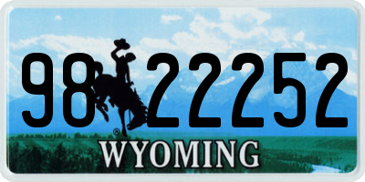 WY license plate 9822252