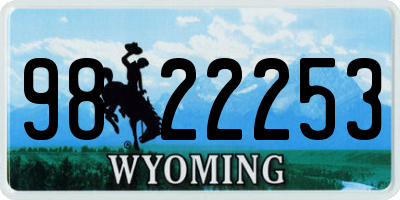 WY license plate 9822253
