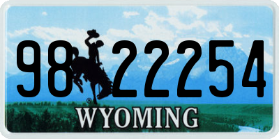 WY license plate 9822254