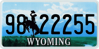 WY license plate 9822255