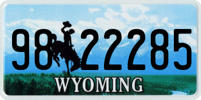 WY license plate 9822285
