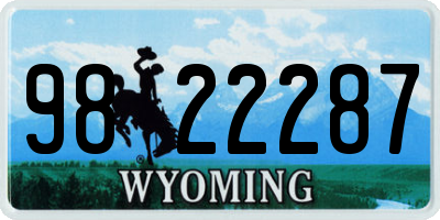WY license plate 9822287