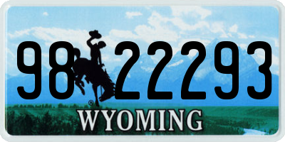 WY license plate 9822293