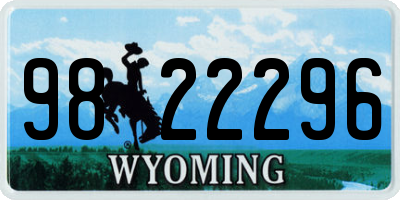 WY license plate 9822296