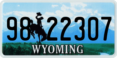 WY license plate 9822307