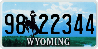 WY license plate 9822344