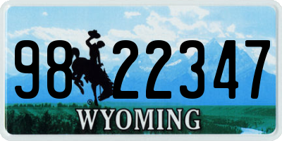 WY license plate 9822347