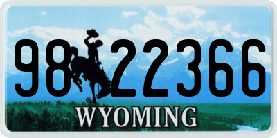 WY license plate 9822366