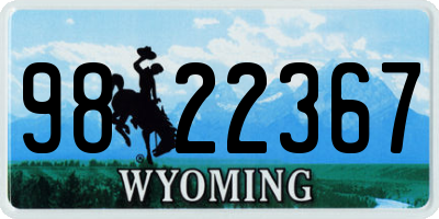 WY license plate 9822367