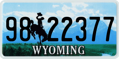WY license plate 9822377
