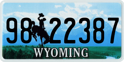 WY license plate 9822387