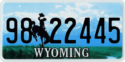 WY license plate 9822445