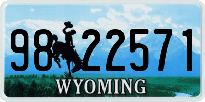 WY license plate 9822571
