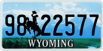 WY license plate 9822577