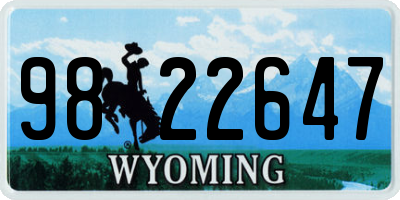 WY license plate 9822647