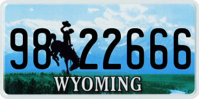WY license plate 9822666