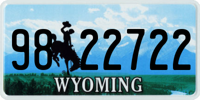 WY license plate 9822722