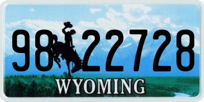 WY license plate 9822728